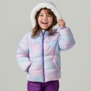 Girls Hooded Puffer Coat 4T Snozu Pink Purple Fleece Lined Winter Jacket NEW